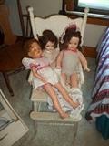 Vintage Dolls & Antique High Chair