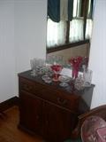 Solid Wood Cabinet & Beautiful Glassware!