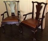 Lovely pair of Ralph Lauren period "Estate Chairs", wood backs, leather seats