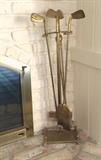Brass "Golf Club" Fireplace tool set