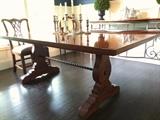 Henredon Dining Table 85"L x 44"W, has two additional leaves not shown
