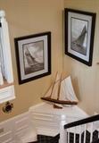 Sailing prints, mirror, ship model