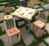 Children"s table and chairs, hand painted by Tracy Porter.