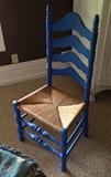 Pair of ladder back chairs with Rush seats