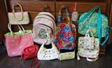 Colorful assortment of summer storage. Vera Bradley, Juicy Couture, Dooney and Bourke, Coach...