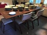 Gilbert Rohde dining room table and 6 chairs: set in need of restoration