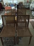 Set of 4 blonde and cane chairs and the caning is fine!