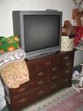 Mahogany chest, quilts, vintage hats & vintage hat box