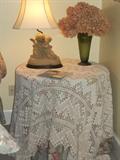 Table with crocheted cloth