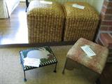 Rattan  and metal footstools