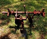 Farmall Garden Tractor – Runs Great! Includes 6 plow blades. 4 tine rake, chain driven fertilizer hopper with hose attachment, accessory bar for attachments, 6 extra attachment shanks, 2 discs hillers and middle buster, clamps, extra sweeps, extra hiller, 3 point hitch, belt drive attachment, tow bar