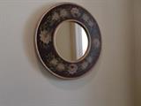 Round Mirror, Handpainted Tole surrounds Mirror