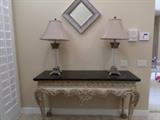 Tuscan Entry Table, Pr. of Lamps, sq. Mirror