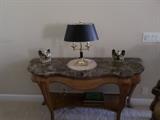 Marble top Double Level entry Table with marble top