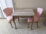 Marble Top Game Table Great for Cards or Games, Pink side chairs or Bedroom Chairs