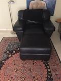 Another Persian rug & high end leather club chair & ottoman