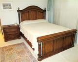 Solid Wood--Leather Embossed Trim Strips --Ashley master bedroom set with matching end table, chest of drawers and entertainment center---all leather embossed.