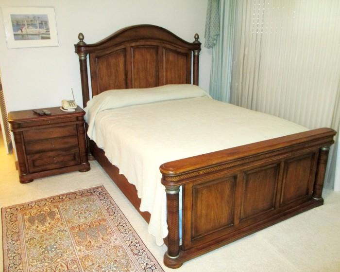 Solid Wood--Leather Embossed Trim Strips --Ashley master bedroom set with matching end table, chest of drawers and entertainment center---all leather embossed.