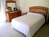 Full bedroom set--pine or maple--with vanity, side table and chest of drawers
