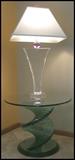 acrylic Van Teal lamp and art glass table