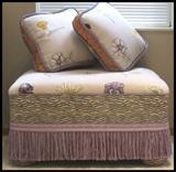  custom designed ottoman with matching pillows