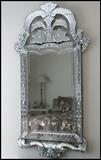  floral motif etched and cut wall mirror