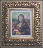 framed art Mona Lisa at Starbucks by LEO
