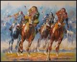  horse racing original painting