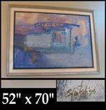  huge abstract signed and framed oil painting