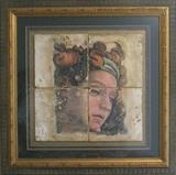 Greek style tiled framed wall art 39" x 39"