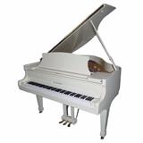 K. Kawai Baby Grand Piano Model KG-1D in Lacquered Ivory Finish with Bench Serial No. 1357484 Made in Japan in 1964. 