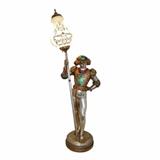 Large Mid-Century French Reproduction Post Lamp Featuring a Male Figure in Cast Metal