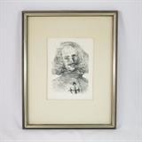 Vintage Framed and Matted Salvador Dali "Velazquez" Print from Original Etching with Certification on Back 