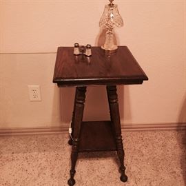 Antique Oak lamp table with claw feet