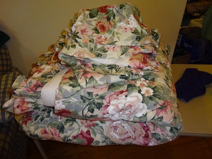 queen comforter, bed skirt, pillow shams