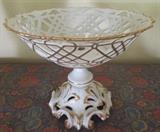 Antique Limoges pierced pedestal bowl with 22 kt. gold detail