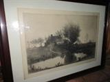 Henry Farrer (American 1843-1903) etching "When The Hours Of The Day Are Numbered" 