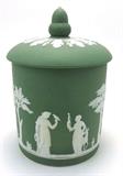 Old Mark Wedgwood Green Jasperware Biscuit Jar