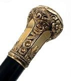 19th C Gold Engraved Walking Stick