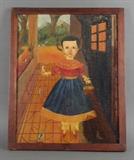 Primitive Oil on Canvas Painting