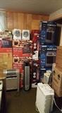 Large assortment of heaters and fans