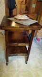 Kitchen cart folds up for easy storage we have two of these