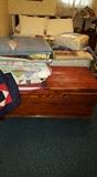 Cedar chest, full size mattress and boxspring