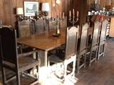 tavern table with 8 side and 2 arm chairs