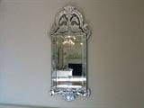 Pair of Venetian Etched Glass Mirrors - 56" high