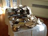 silver plated pieces - pitchers, coffee servers, platters, bowls, serving pieces, butter dishes, and more!