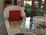 wicker chairs - set of 2, glass top table