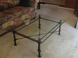 glass and metal coffee table