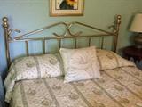 Queen Brass headboard, frame and mattress set