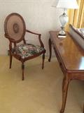 Sofa table, crystal lamp (cane chair - not available)